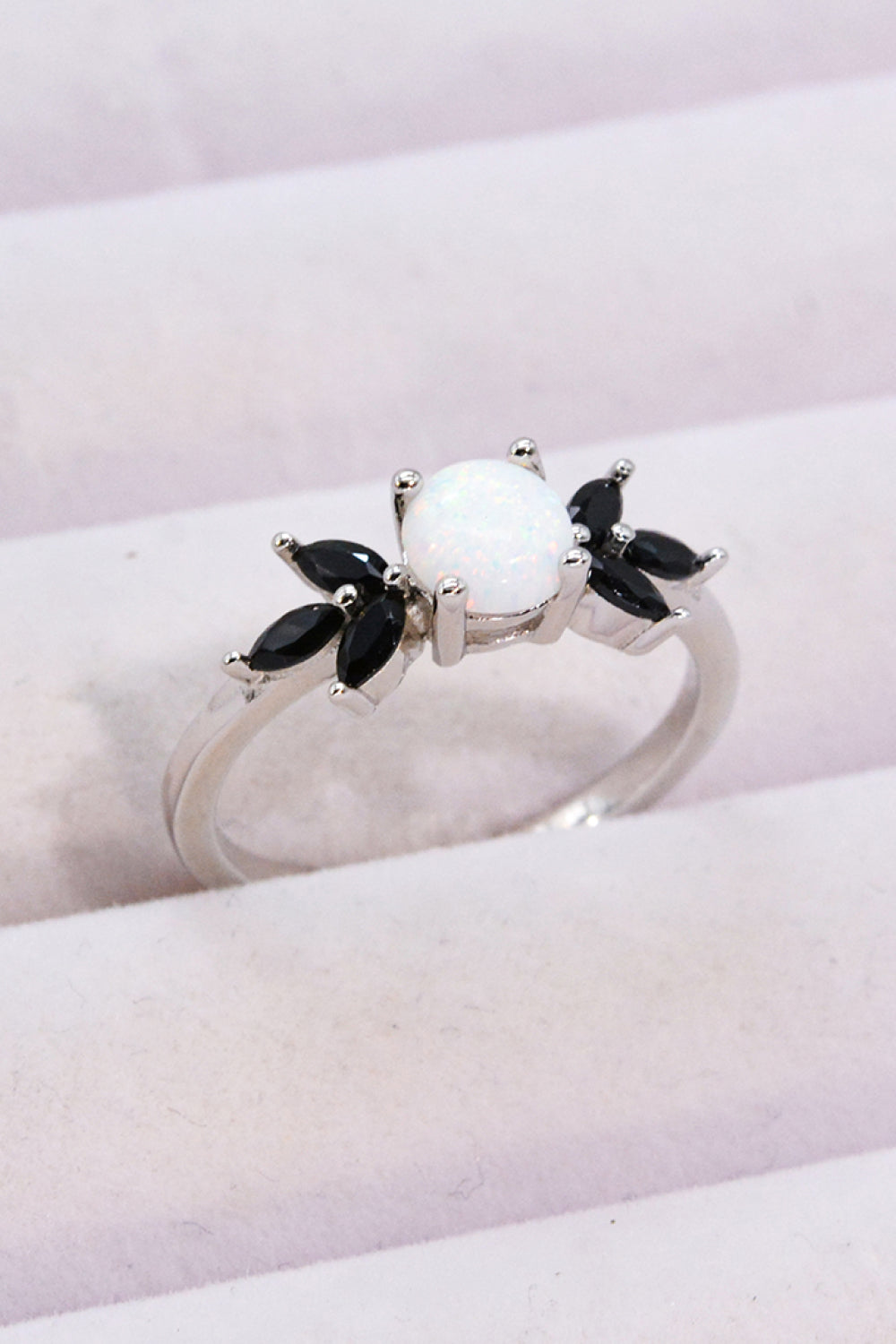Opal & Zircon Contrast Ring