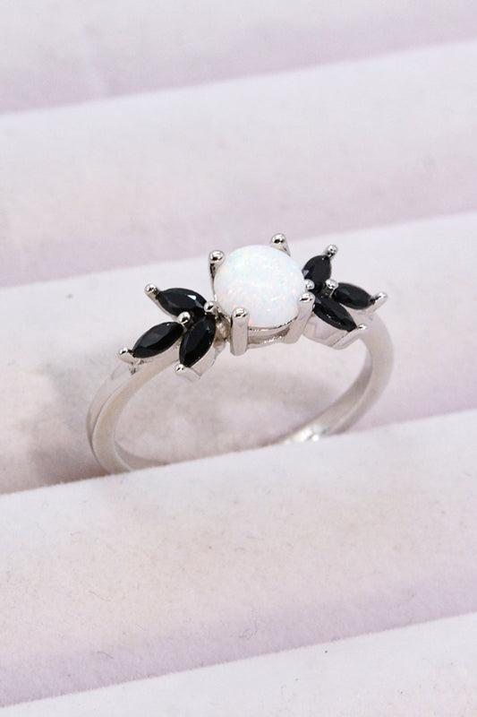Opal & Zircon Contrast Ring