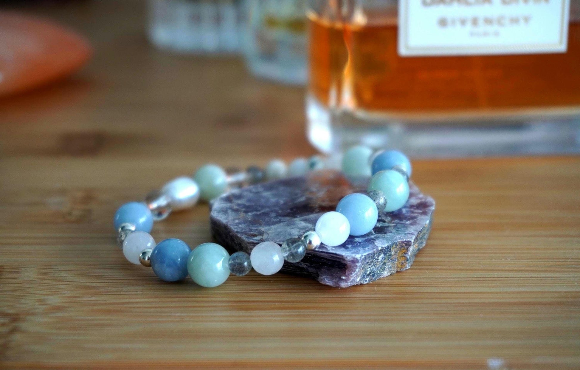 Gemstone Charm Bracelets! Angelic & Pure Vibes - Angelite - Aquamarine - White Jade - Labradorite - Clear Quartz - White Freshwater Pearls - Zebra Jasper