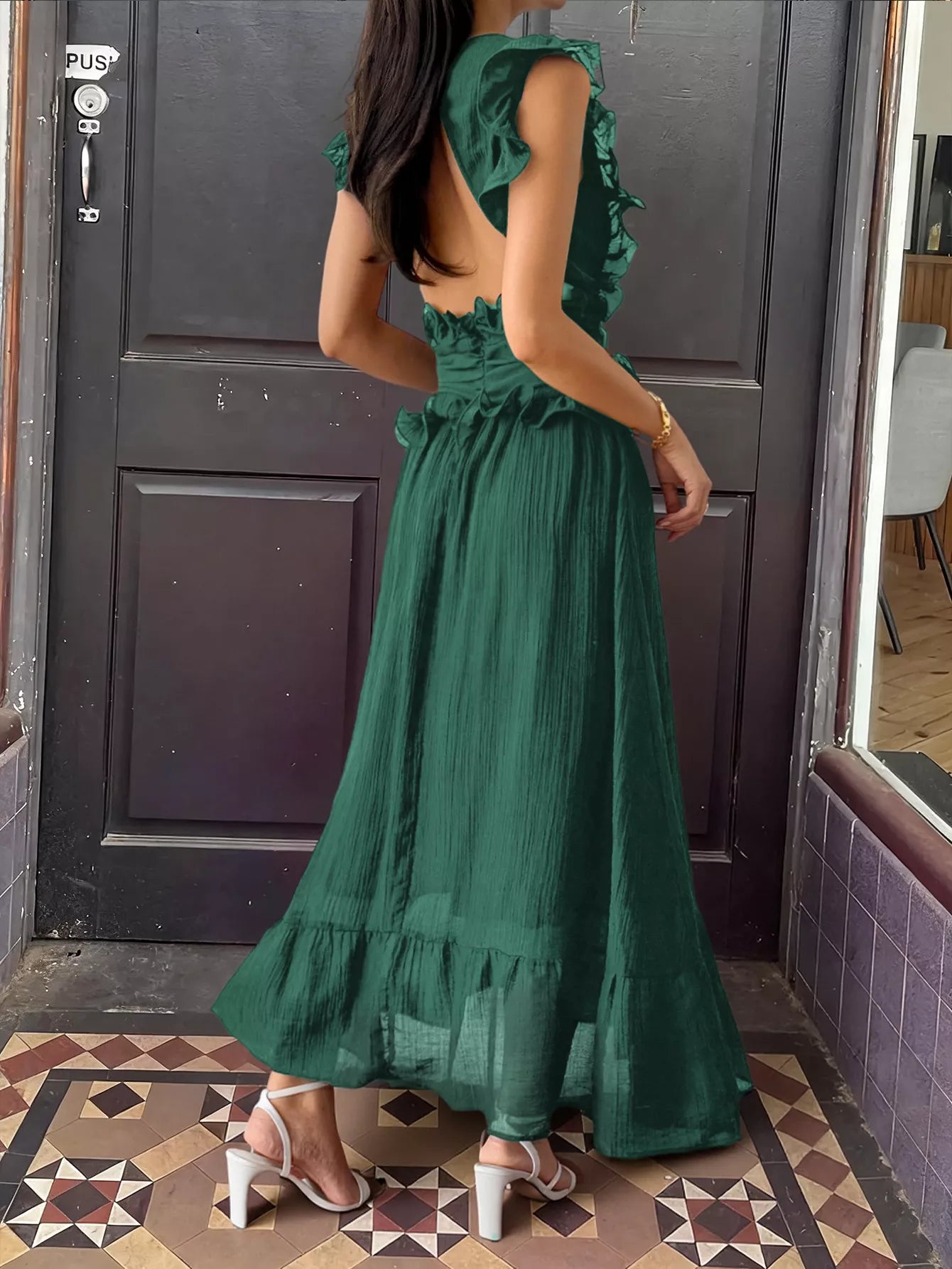 Ruffle Formal Boho Dress Sage