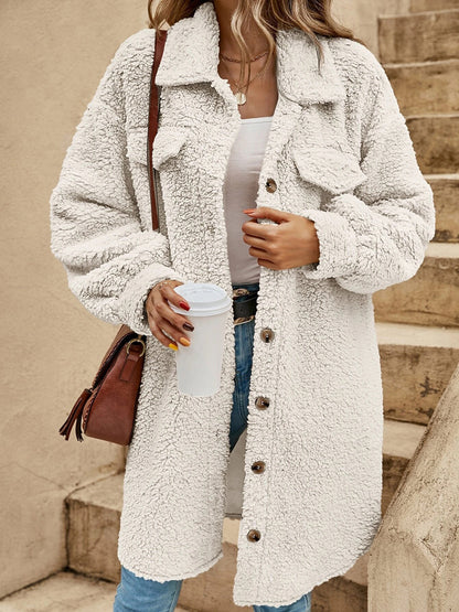 Fluffy Button Coat