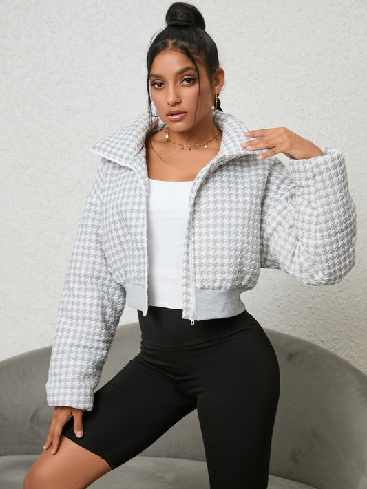 Houndstooth Puff Jacket