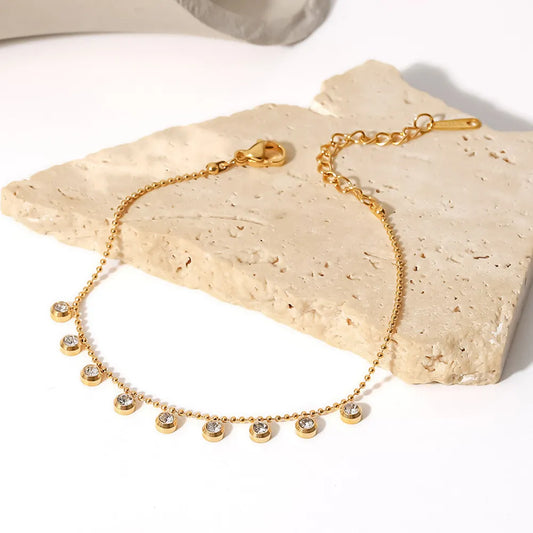 Zircon Round Gold-Plated Necklace