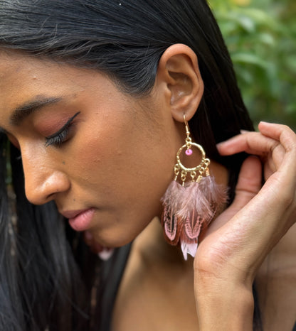 Pendientes boho de plumas