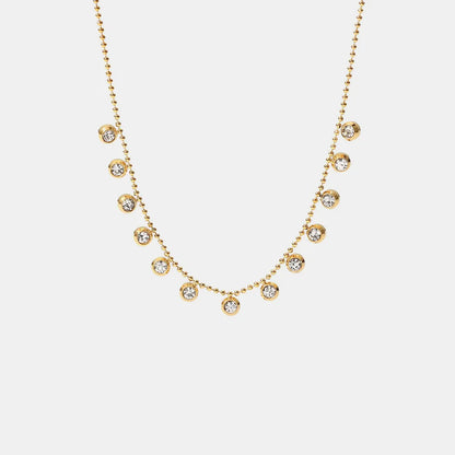 Zircon Round Gold-Plated Necklace