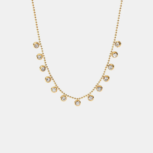 Zircon Round Gold-Plated Necklace