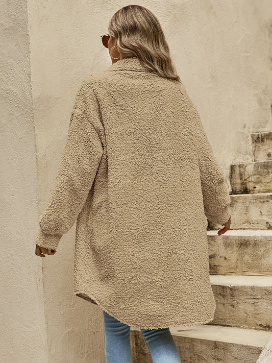 Fluffy Button Coat
