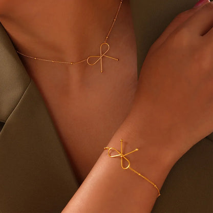 Plated Titanium Steel Bow Bracelet