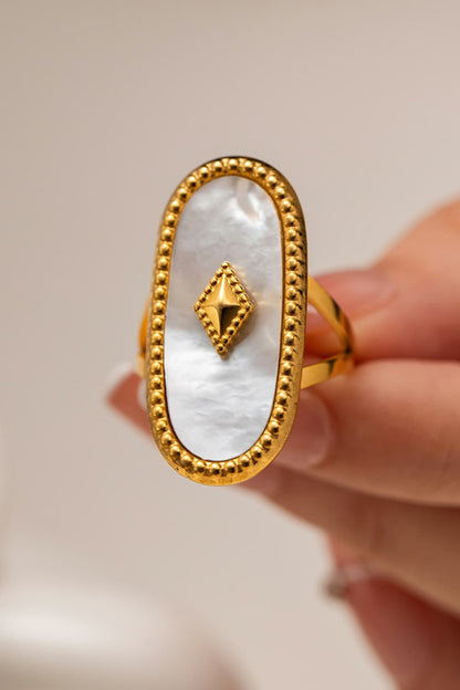 Antique Style Natural Stone & Copper Ring