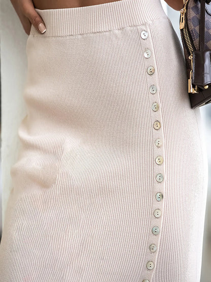 Unique Button Curve Skirt