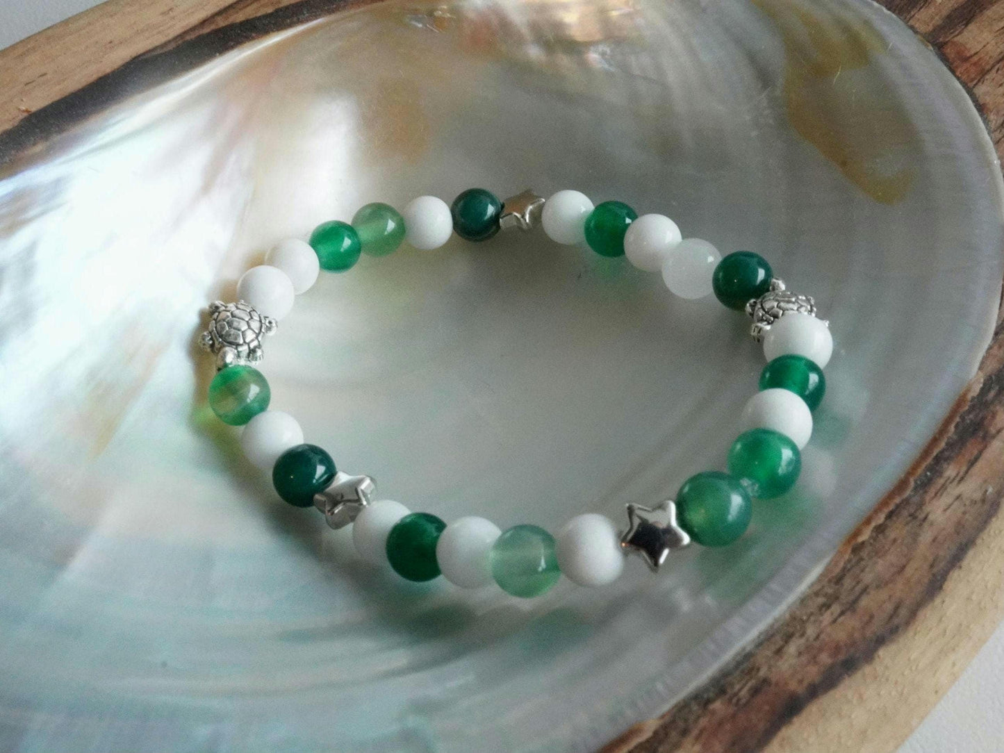 Gemstone Charm Bracelets! Gratitude - White Jade - Chalcedony - Calcite - Zebra Jasper