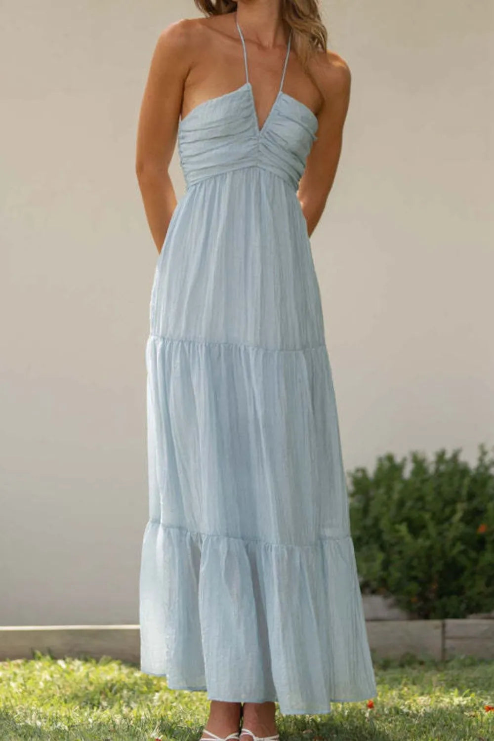 Angelic Halter Dress Light Blue