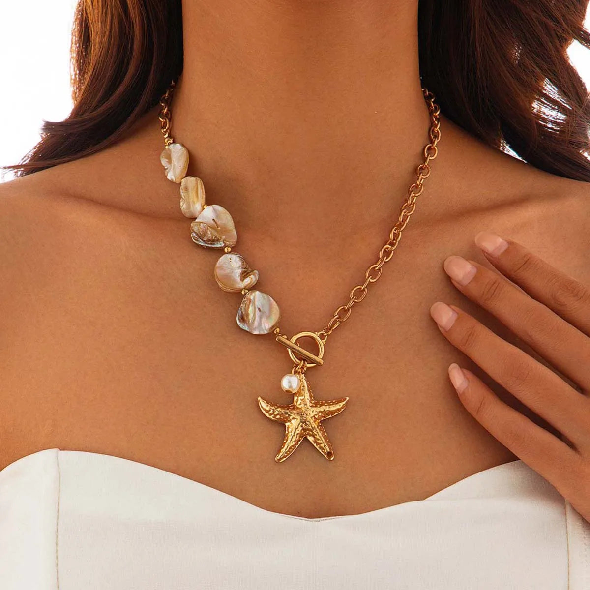 Beach Style Beautiful Trending Necklace Bronze Shells