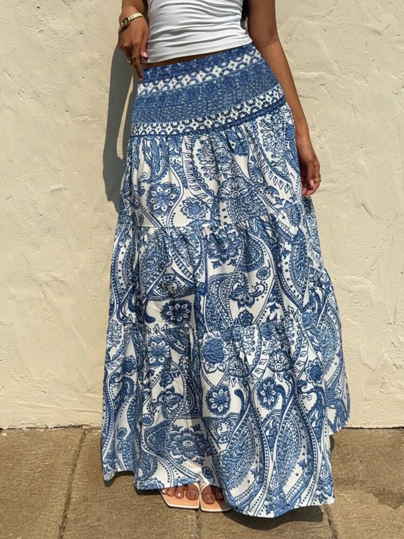 Blue Boho Skirt Dusty Blue