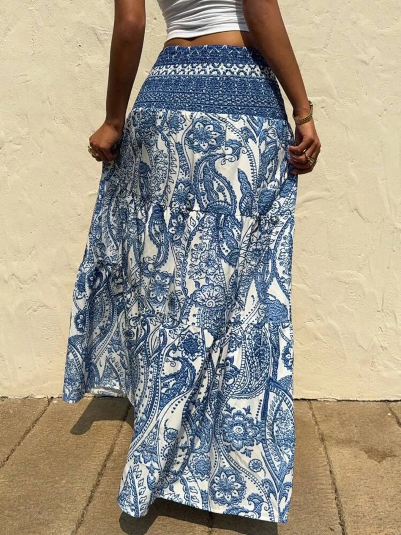 Blue Boho Skirt Dusty Blue