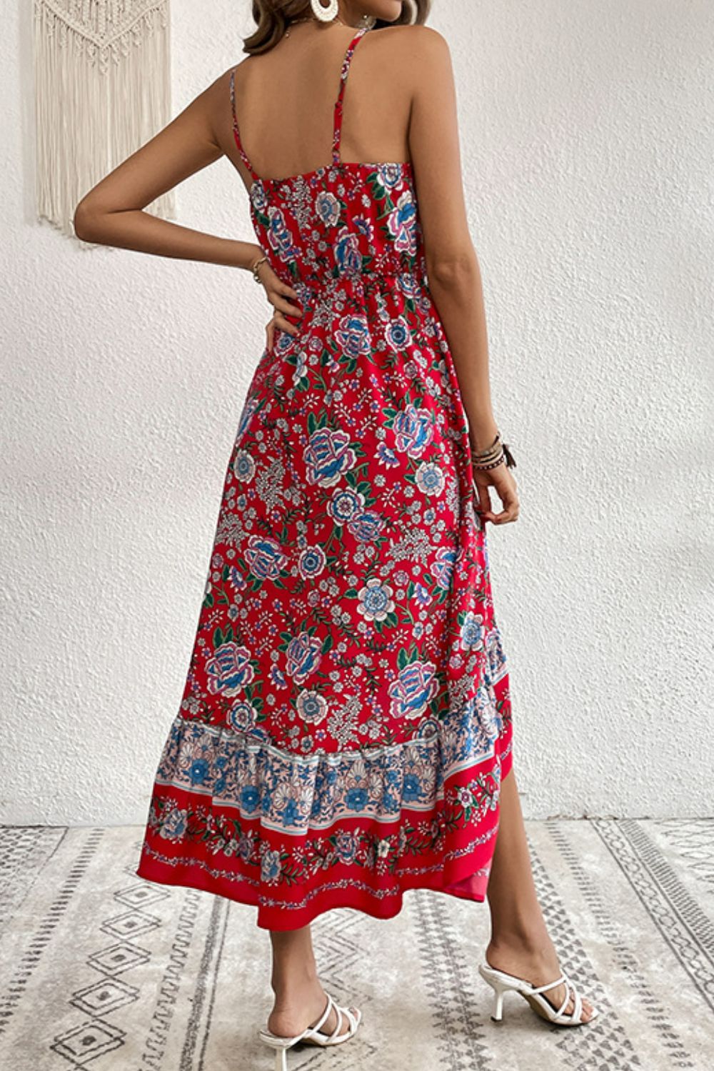 Bohemian Decorative Button Dress Floral