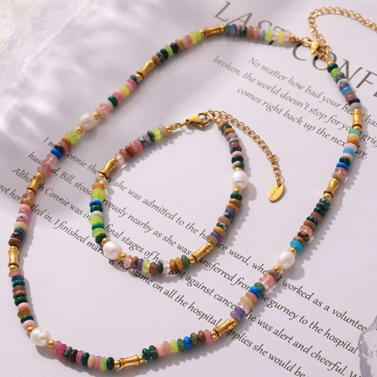 Bohemian Natural Stone & Pearl Jewelry Set Multicolor One Size