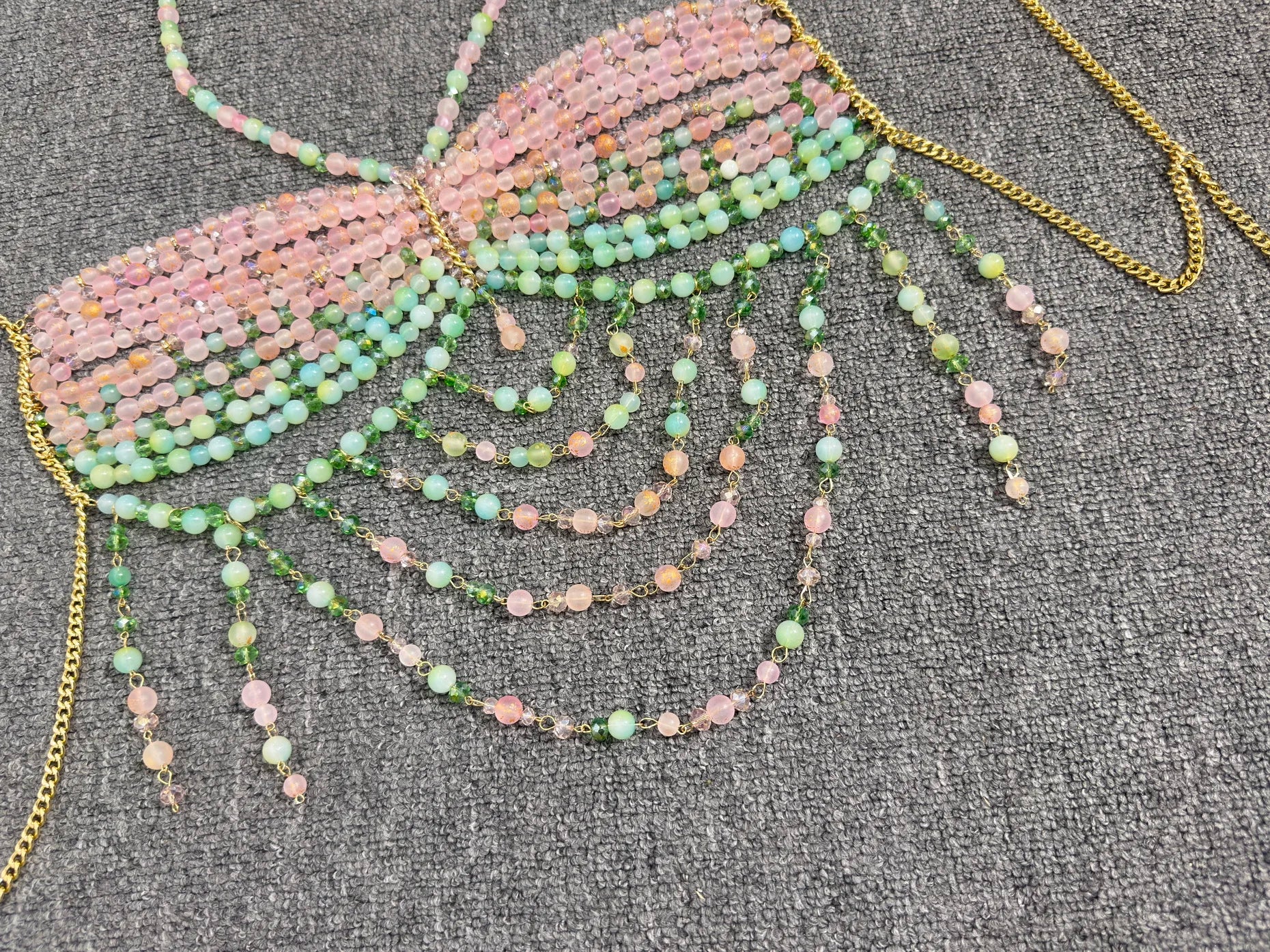 Boho Beaded Chain Top! Pink Multi One Size China