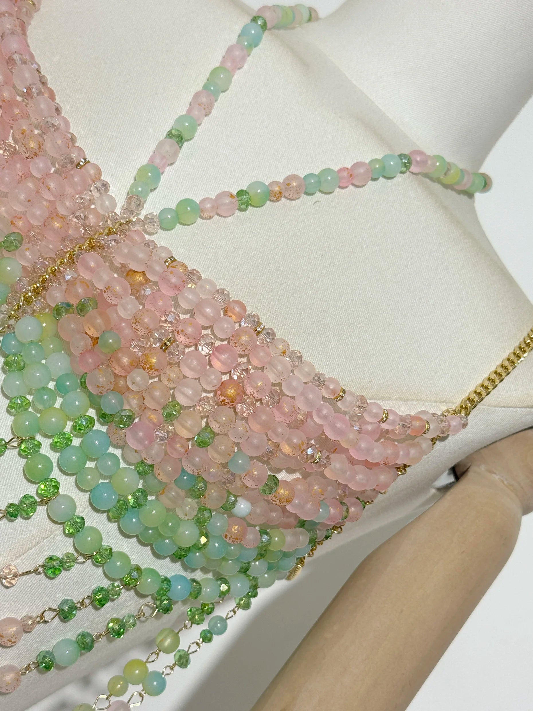 Boho Beaded Chain Top! Pink Multi One Size China