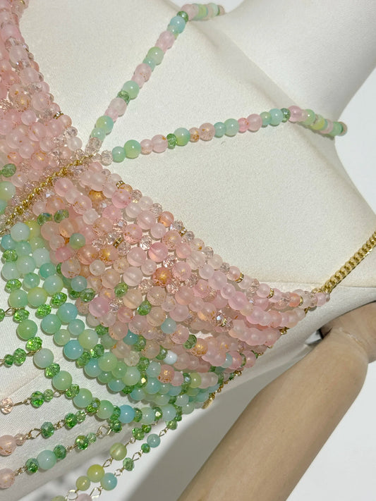 Boho Beaded Chain Top! Pink Multi One Size China