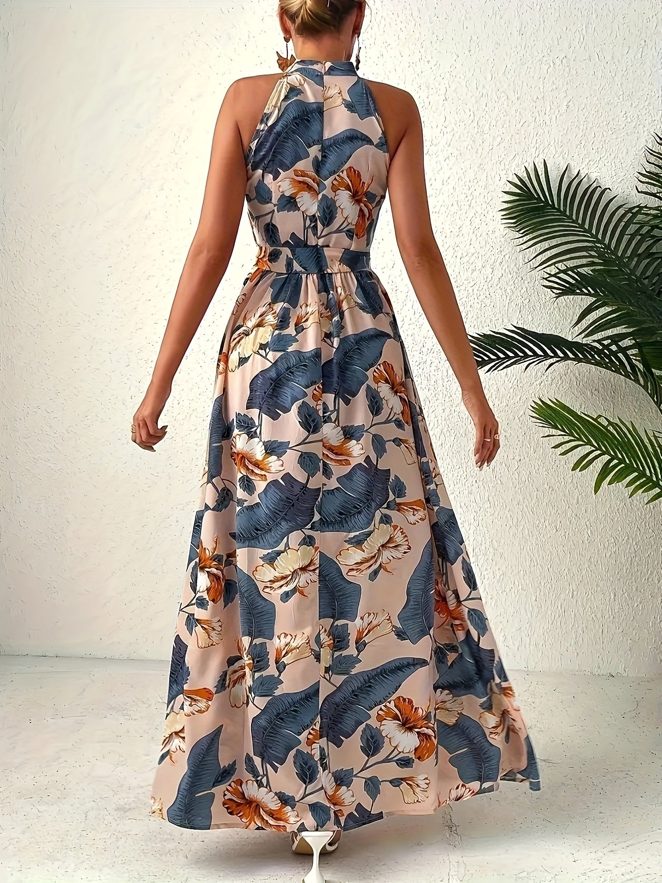 Boho Chic Sleeveless Maxi Dress Blue