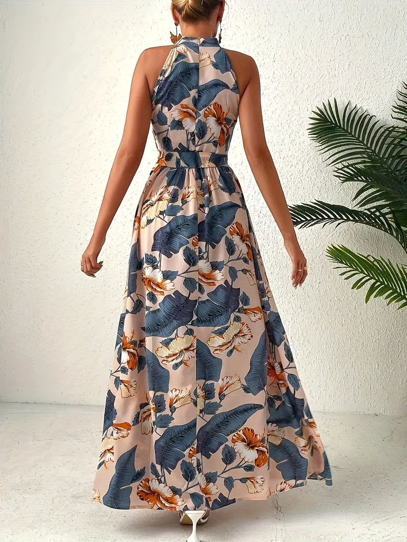 Boho Chic Sleeveless Maxi Dress Blue