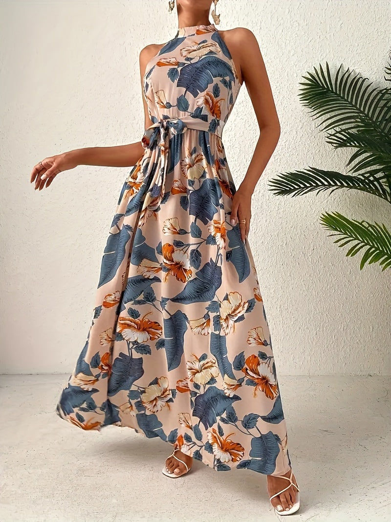 Boho Chic Sleeveless Maxi Dress Blue