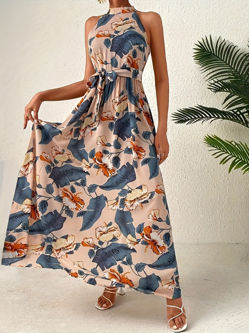 Boho Chic Sleeveless Maxi Dress Blue