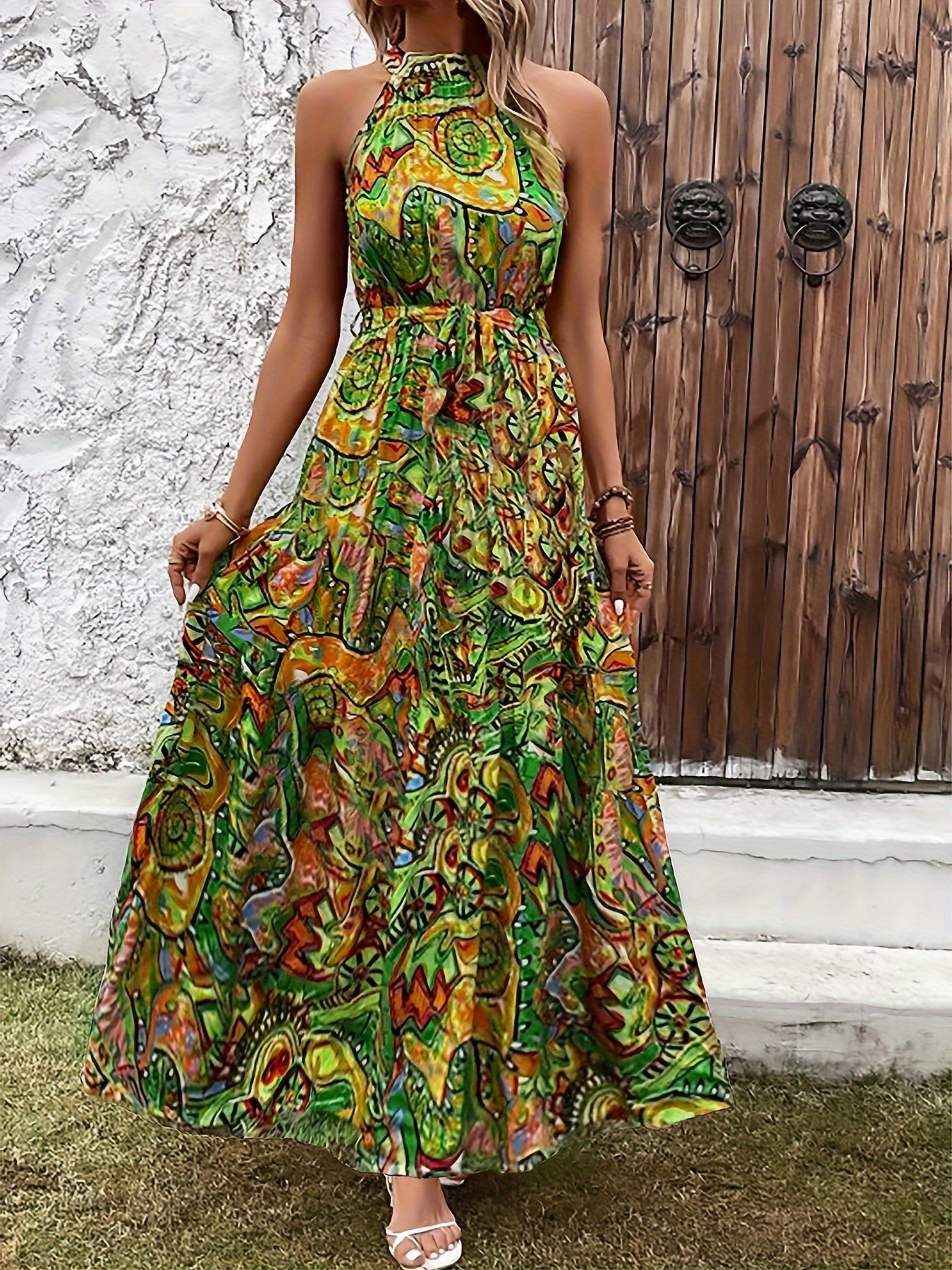 Boho Chic Sleeveless Maxi Dress Yellow