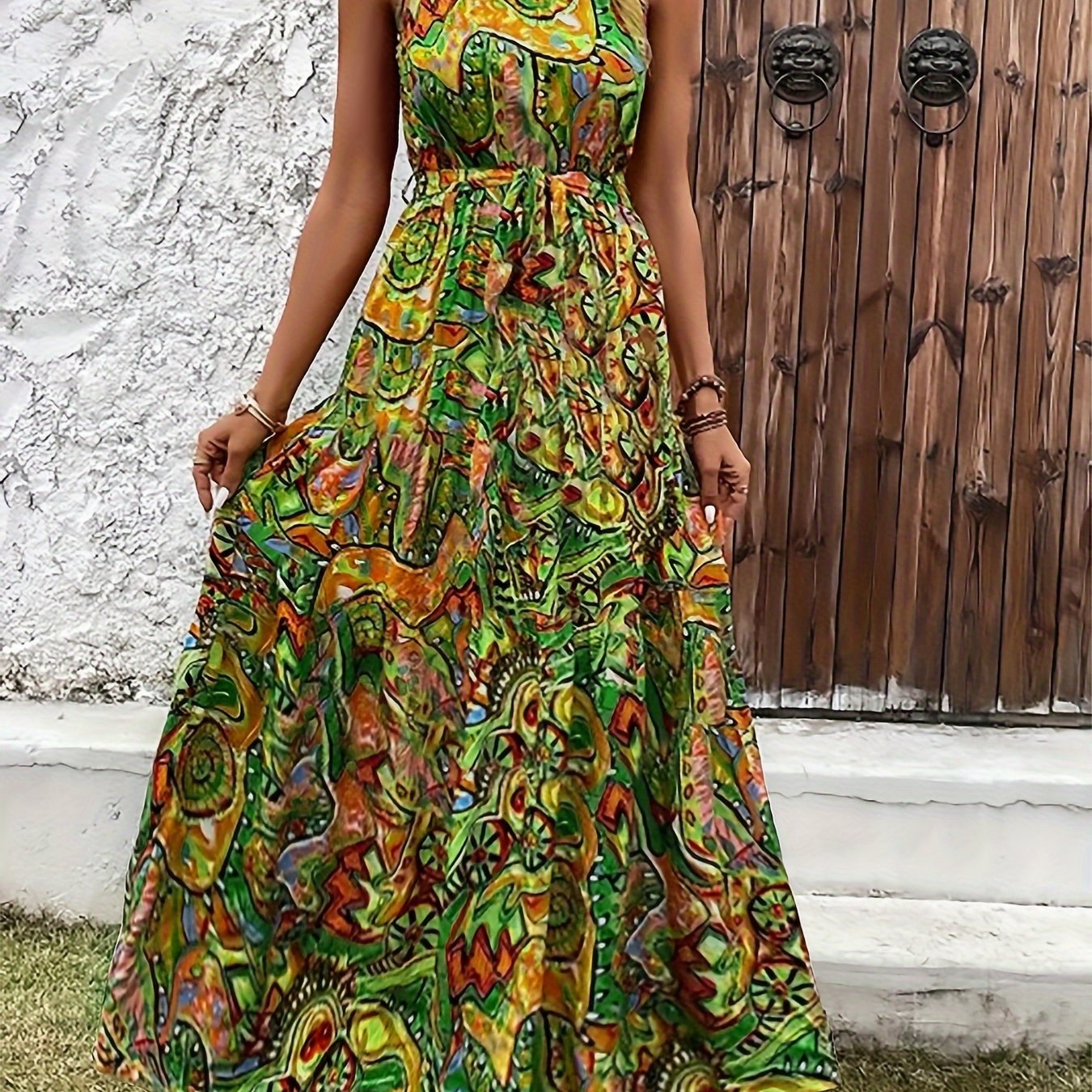 Boho Chic Sleeveless Maxi Dress Yellow