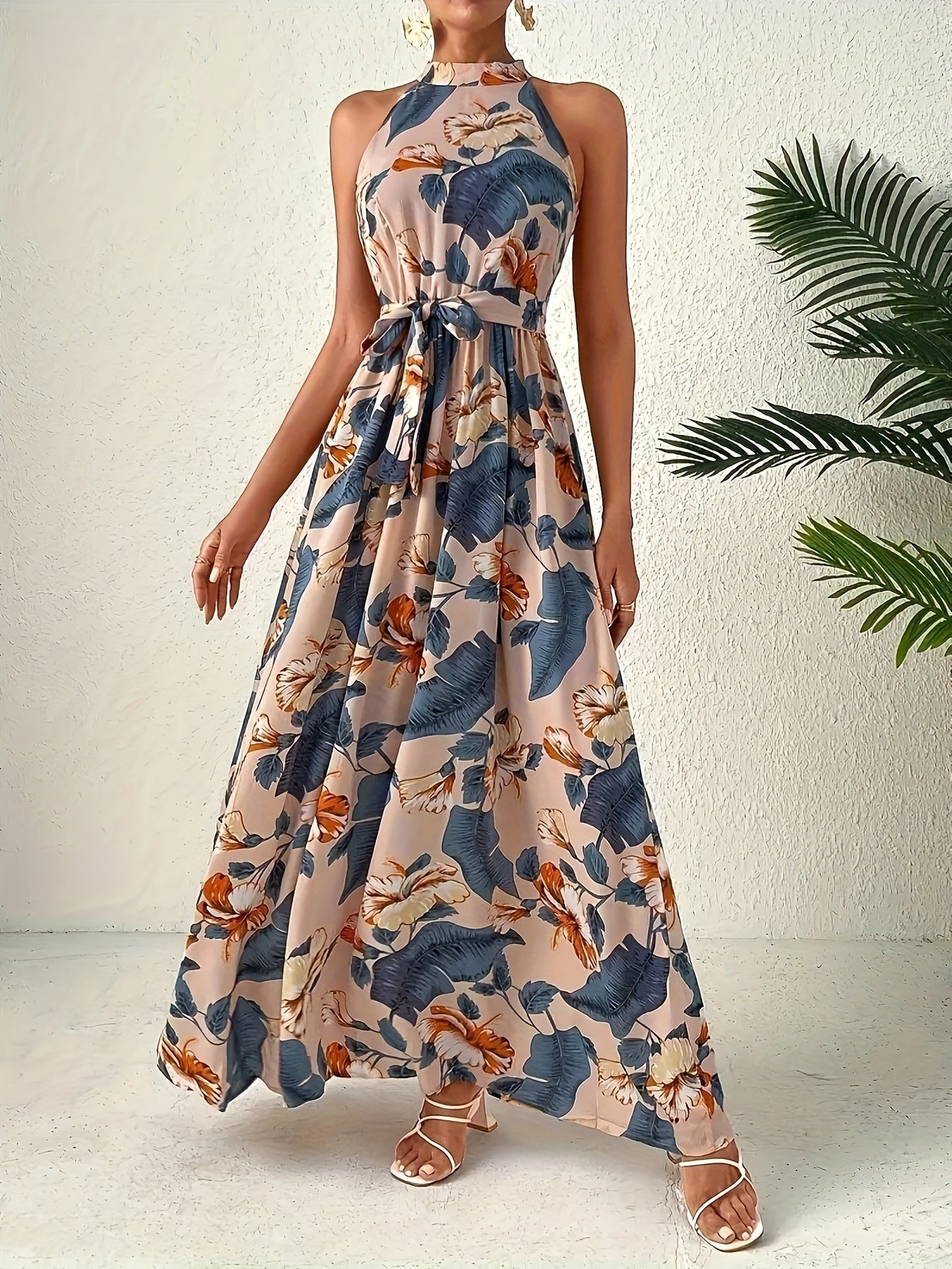 Boho Chic Sleeveless Maxi Dress Blue