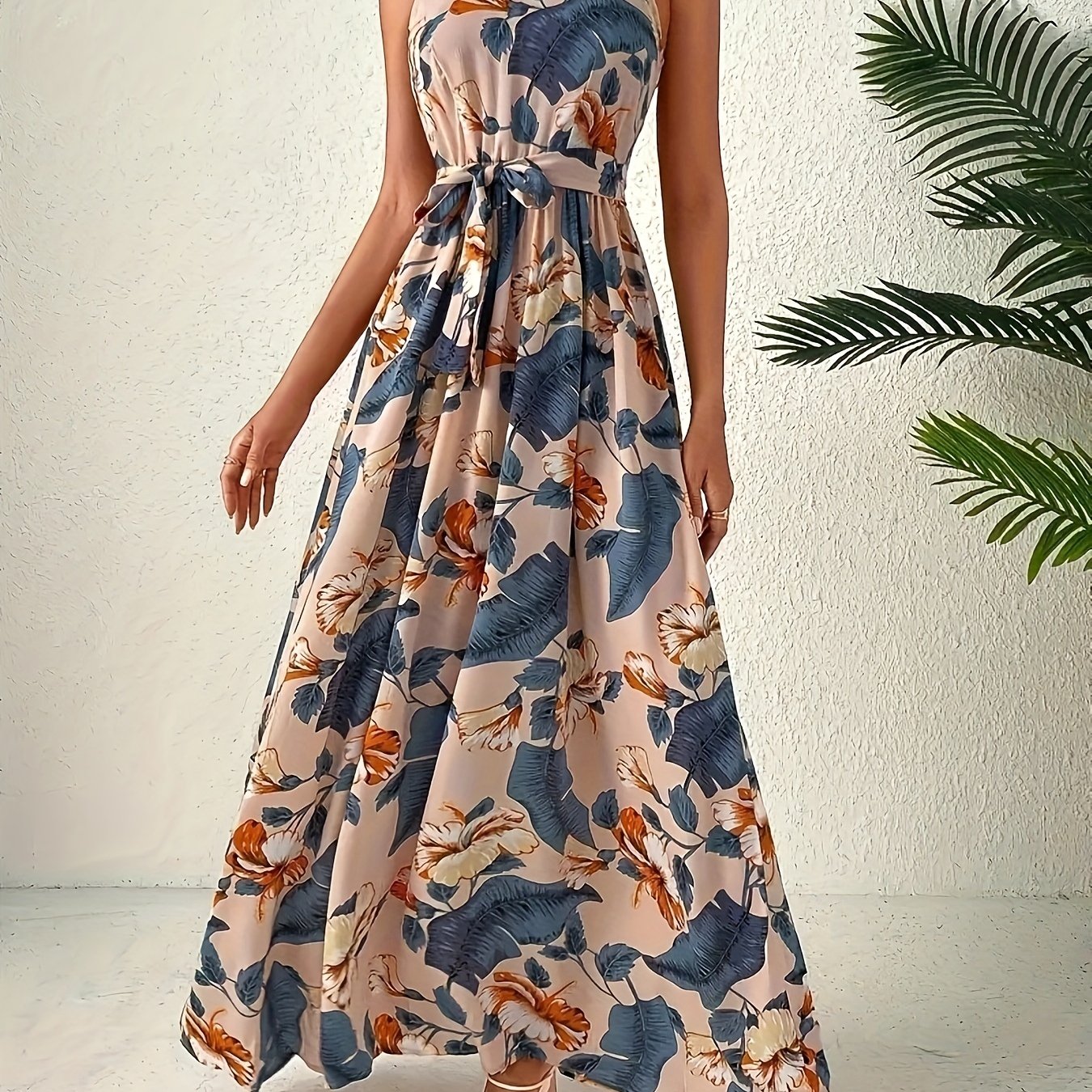 Boho Chic Sleeveless Maxi Dress Blue