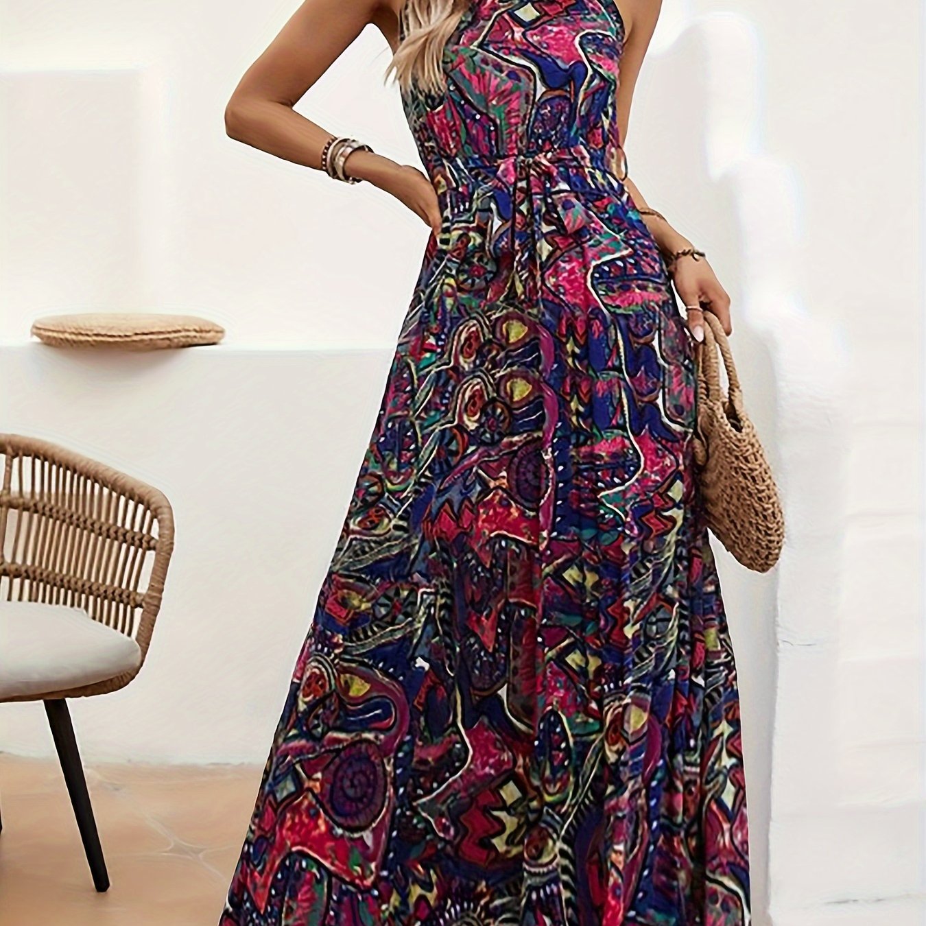 Boho Chic Sleeveless Maxi Dress Purple