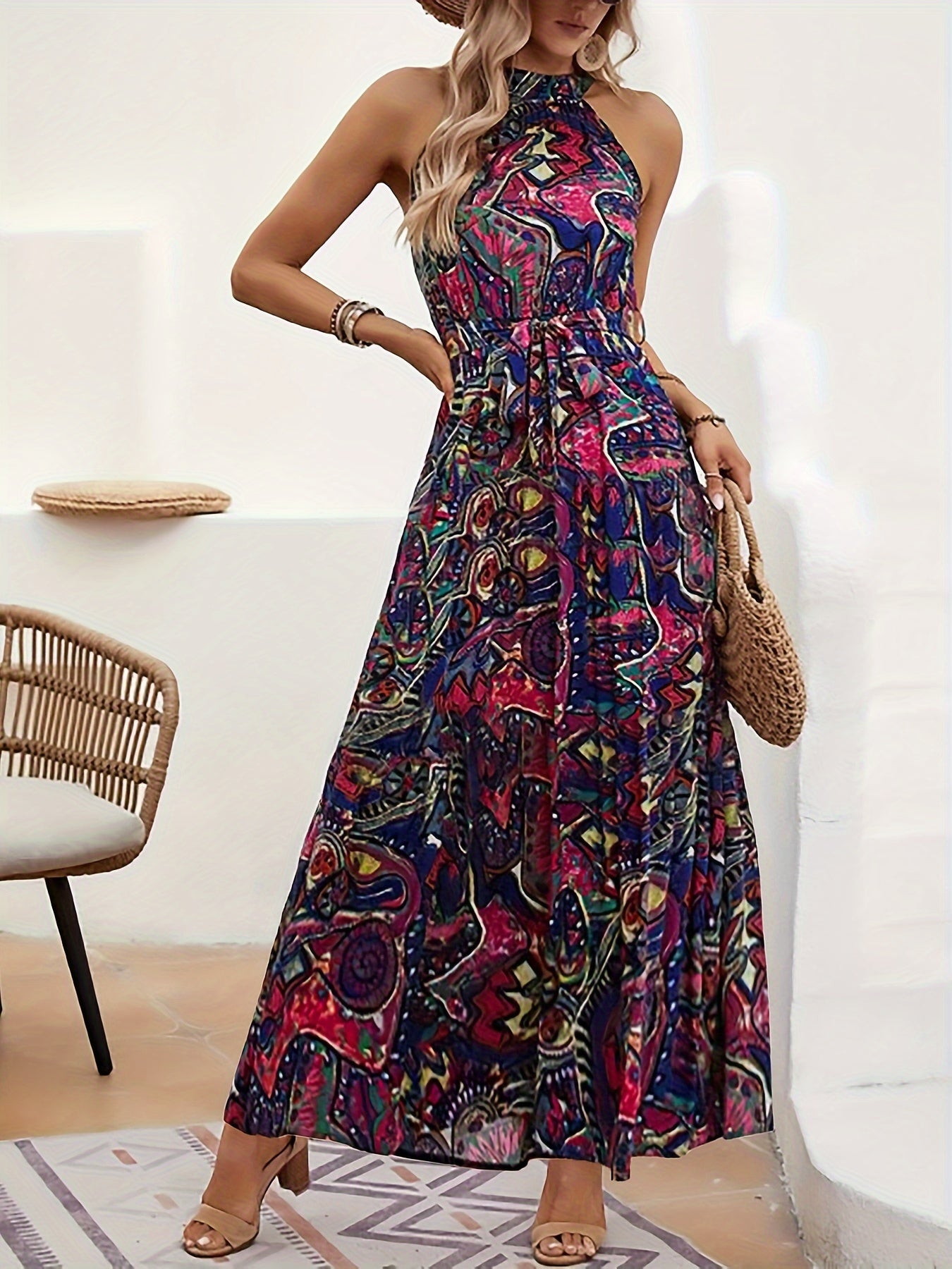 Boho Chic Sleeveless Maxi Dress Purple