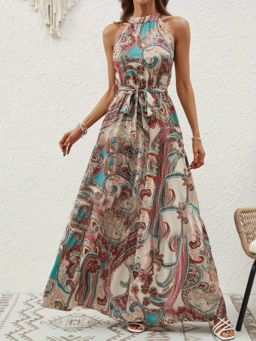 Boho Chic Sleeveless Maxi Dress Apricot