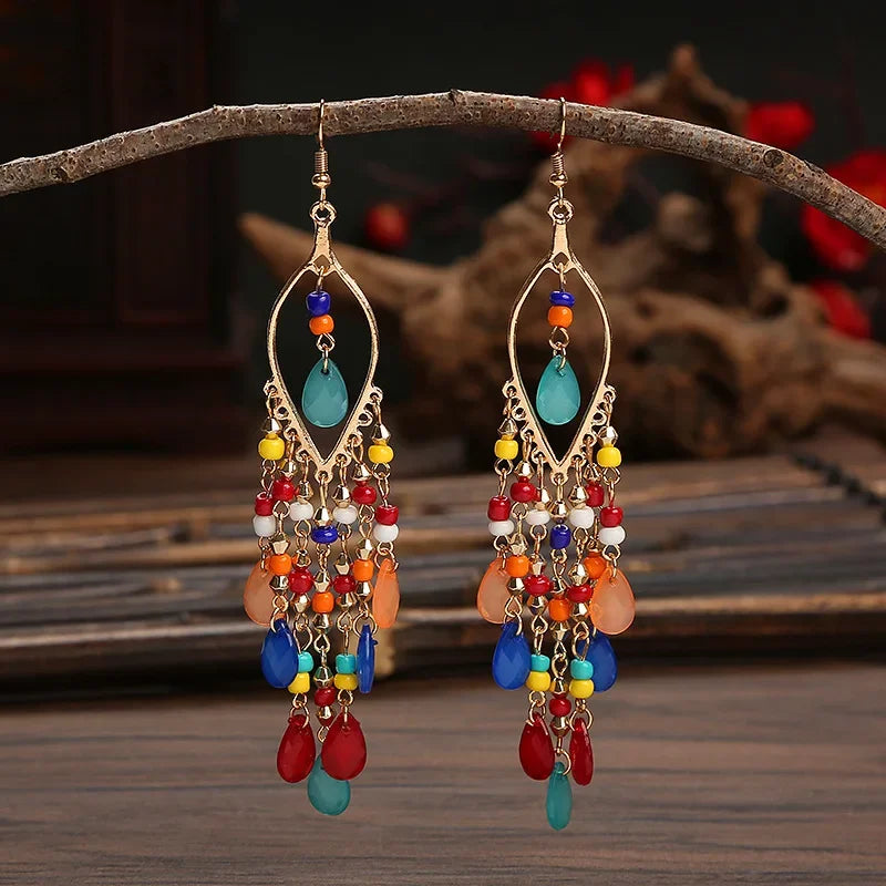 Boho Crystal Earrings Multicolour
