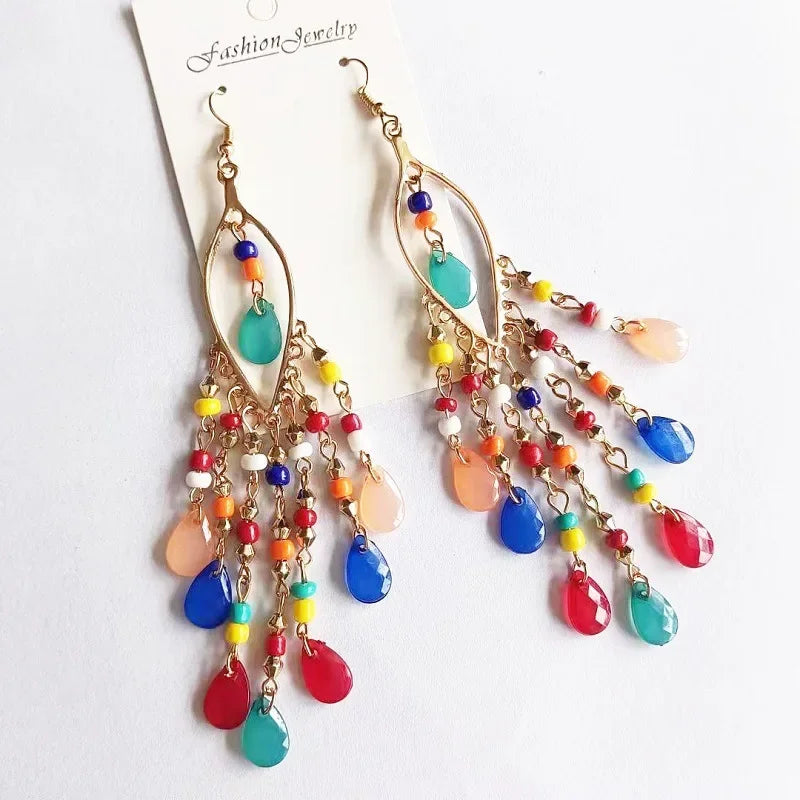 Boho Crystal Earrings Multicolour