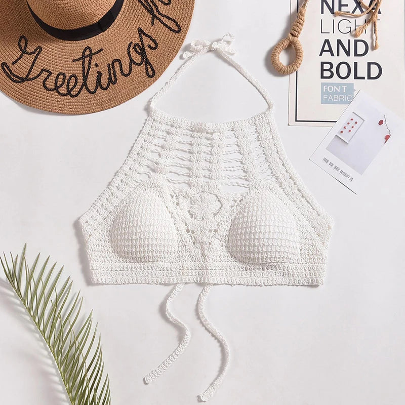 Boho Ethnic Style Top Plain White One Size