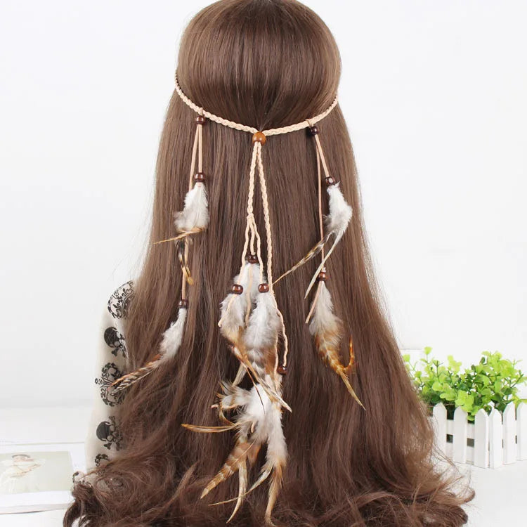 Boho Feather Headbands! Browny Orange Feathers