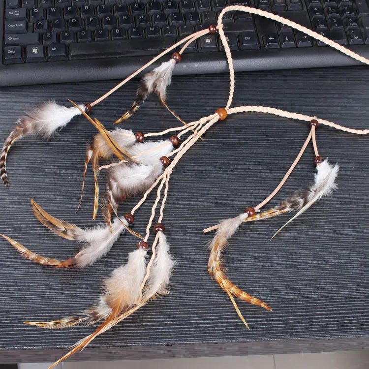 Boho Feather Headbands! Browny Orange Feathers