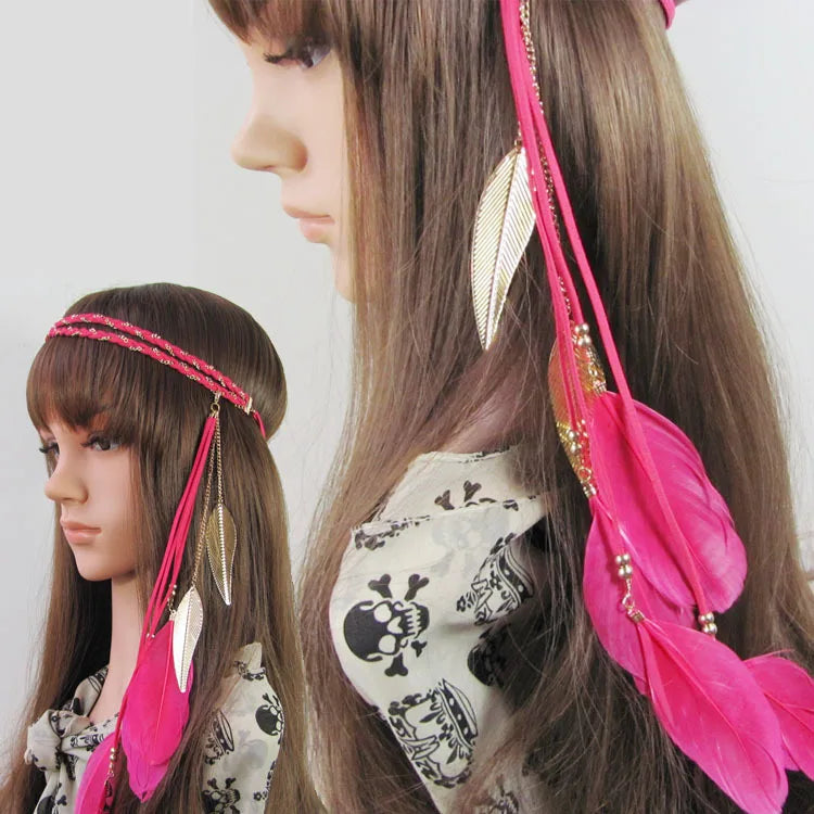 Boho Feather Headbands! Hot Pink