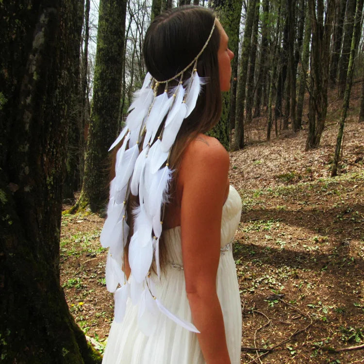 Boho Feather Headbands! Long White Feathers
