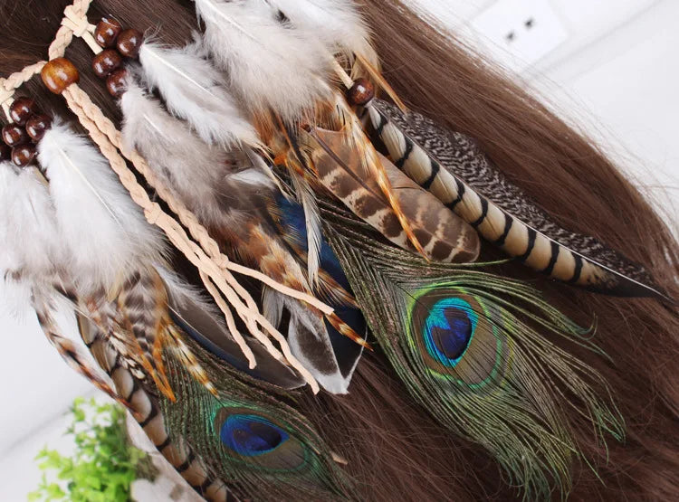 Boho Feather Headbands! Peacock Feathers