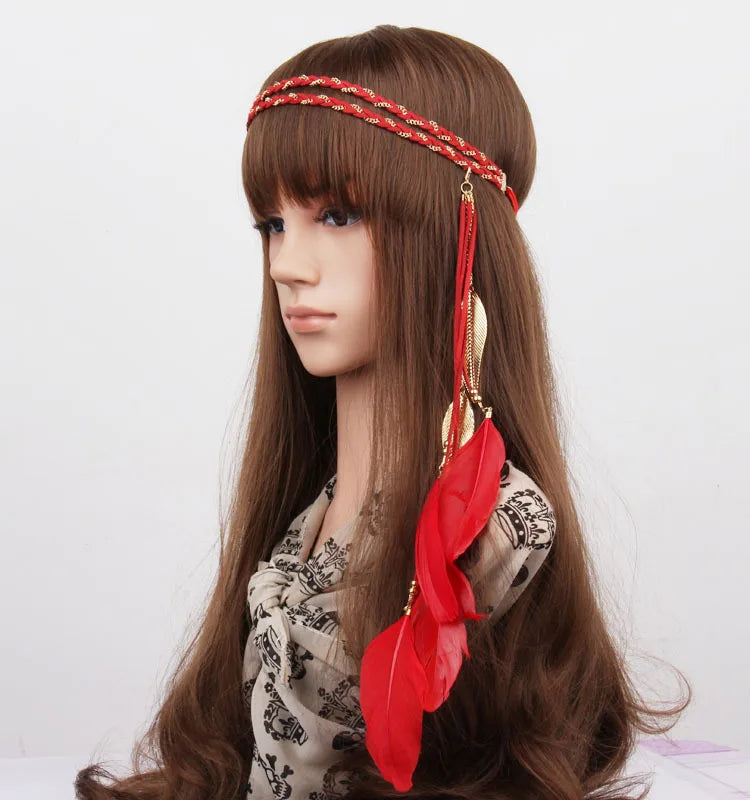 Boho Feather Headbands! Red