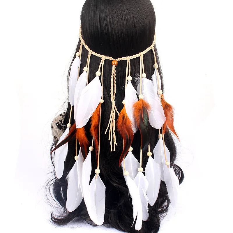 Boho Feather Headbands! White and Reddy Brown Feathers