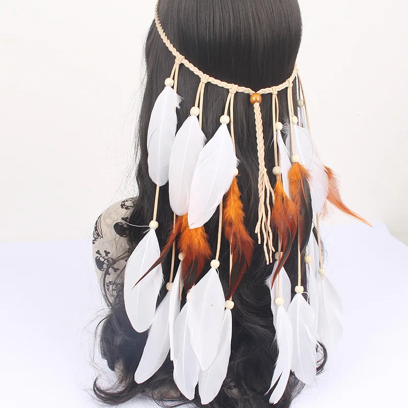 Boho Feather Headbands! White and Reddy Brown Feathers