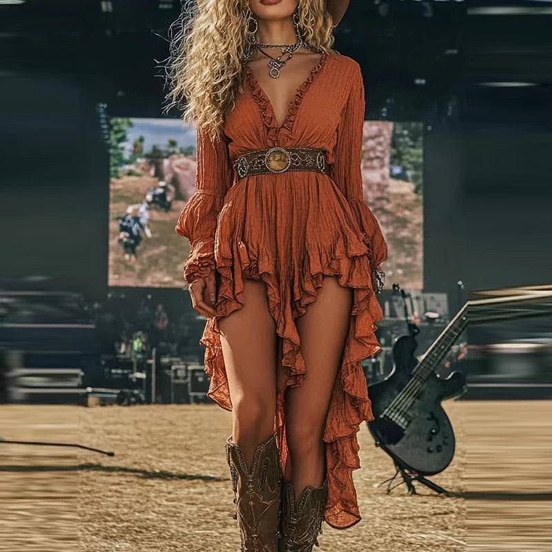 Boho Ruffle Dress No Belt