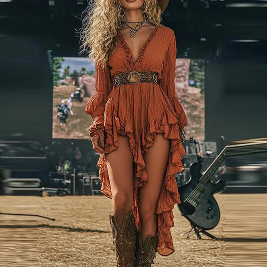 Boho Ruffle Dress No Belt