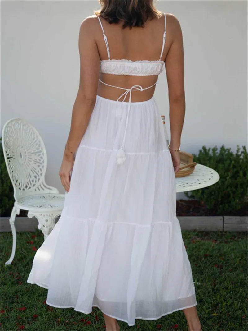 Boho Sling Dress White