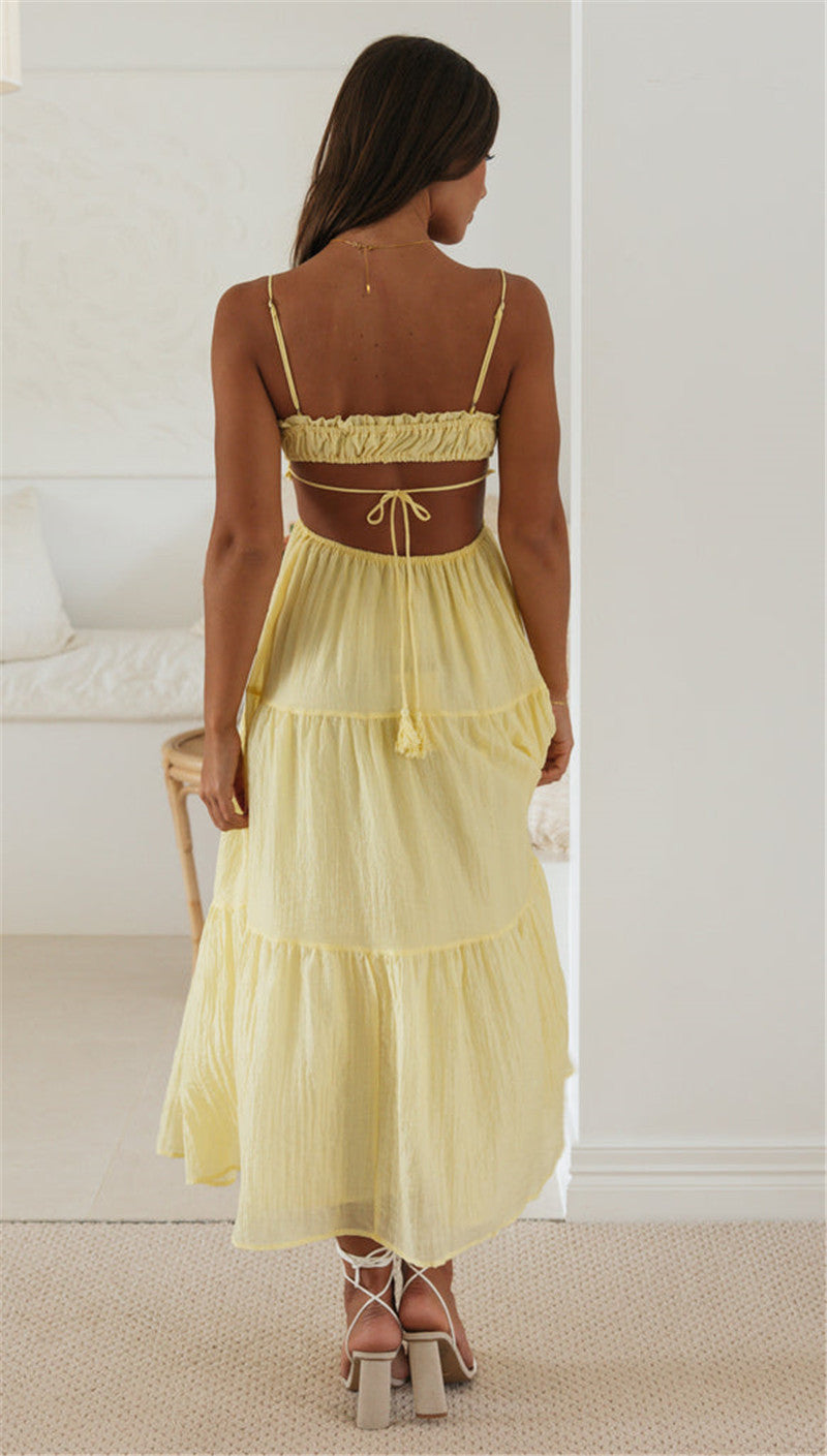 Boho Sling Dress Yellow